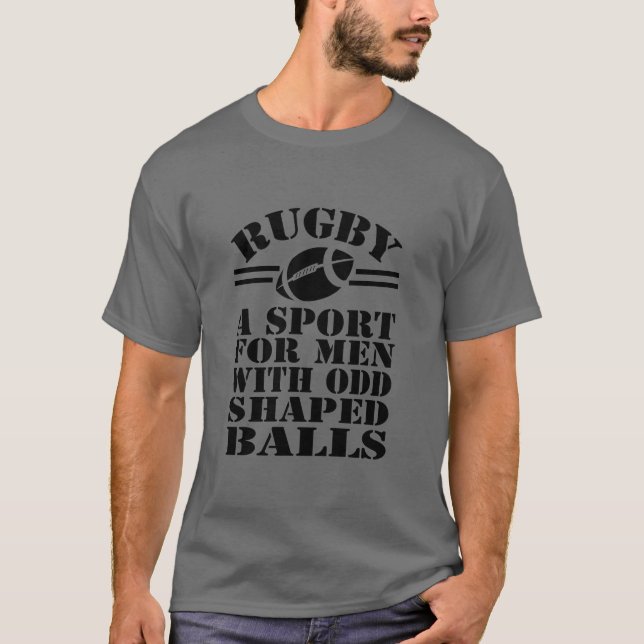Camiseta Rugby A Esporte Para Homens Com Bolas De Forma Ímp (Frente)