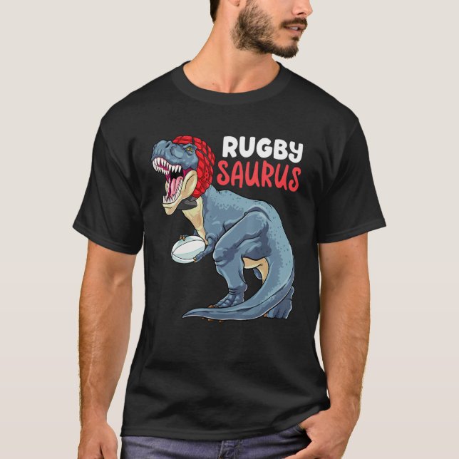 Camiseta Rugby Dinossaur Rex Rugby Surus Esporte Rugby Play (Frente)