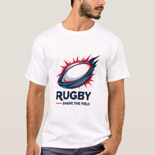 Camiseta Rugby – Modele o Campo Gráfico de Ação