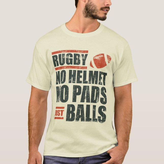 Camiseta Rugby nenhum capacete nenhumas bolas das almofadas (Frente)