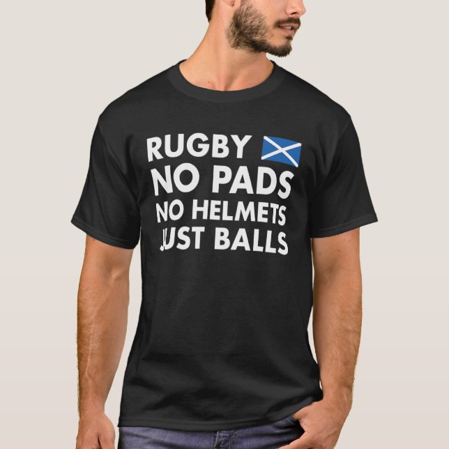 Camiseta Rugby No Pads No Helmets Bola Scotland Rugby (Frente)