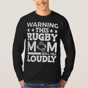 Camiseta Rugby Warning This Rugby Mamãe Vai Gritar Loucamen