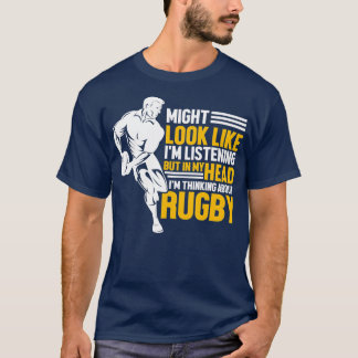Camiseta Rugbys Engraçado Rugby Esportivo Estou Pensando Em
