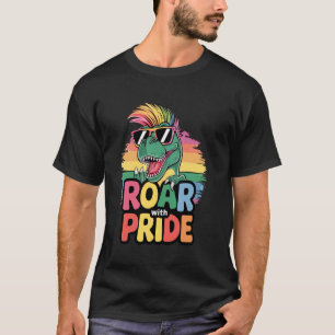 Camiseta Ruge Com Orgulho T-Rex Dinossauro Legal LGBTQ Orgu