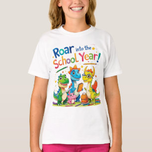 Camiseta Ruge no Ano Letivo – Dinossauro Fofo de Volta à Es