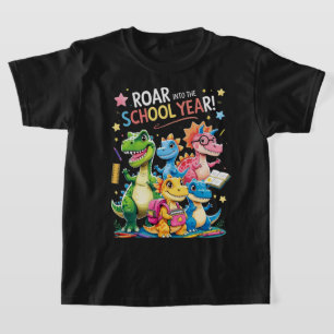 Camiseta Rugir no Ano Escolar – Dinossauro Fofo de Volta à