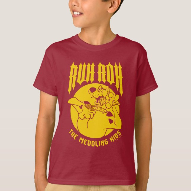 Camiseta Ruh Roh Scooby-Doo Ícone De Crianças Meditantes (Frente)