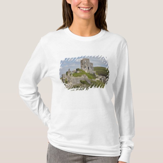 Camiseta Ruínas do Castelo Corfe, perto de Wareham, Dorset, (Frente)