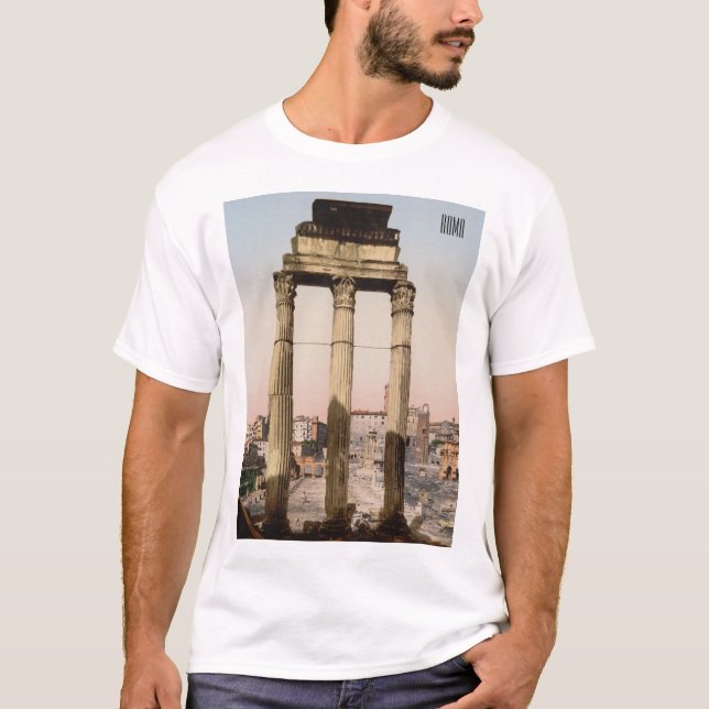 Camiseta Ruínas do Templo de Castor e Polux em Roma (Frente)