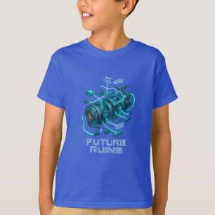 Camiseta RUÍNAS FUTURAS – Design de Motor Cibernético Glowi