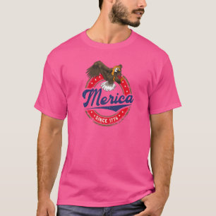Camiseta Ruiva 4 De Julho Merica Desde 1776 Eagle Mullet
