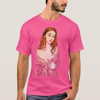 Camiseta Ruiva branca a rosa