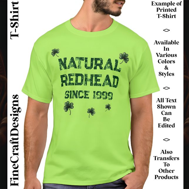 Camiseta Ruiva Irlandesa, Cabelo Vermelho, Personalizado, F (Criador carregado)