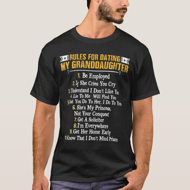 Camiseta Rules For Dating My Granddaughter Fun Family (Frente)