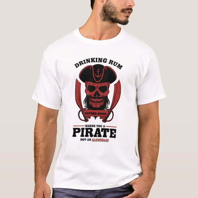 Camiseta Rum bebendo faz de você um pirata (Frente)