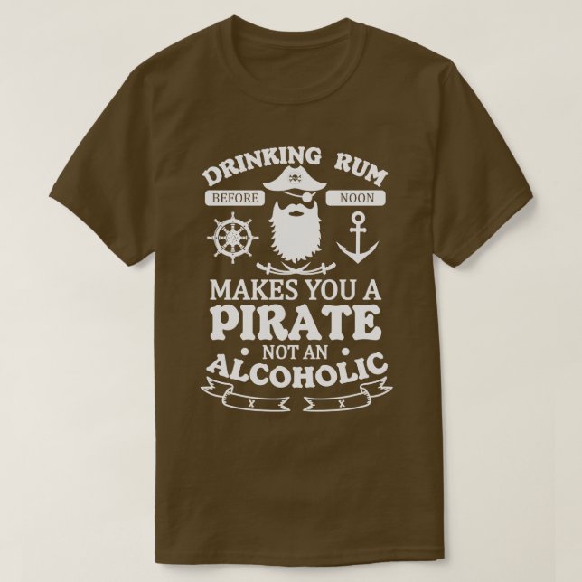 Camiseta Rum bebendo faz de você um pirata, não um alcoólat (Frente do Design)