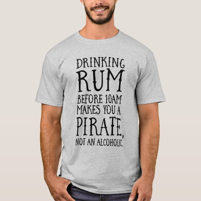 Camiseta Rum do bebendo antes do pirata 10AM (Frente)