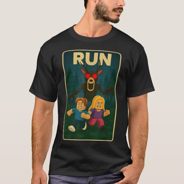 Camiseta Run 99 Nights Halloween Gamer Deer inhe Forest (Frente)