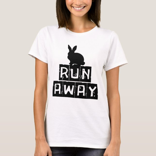 Camiseta Run Away Engraçado, Design de Fantasia Medieval (Frente)