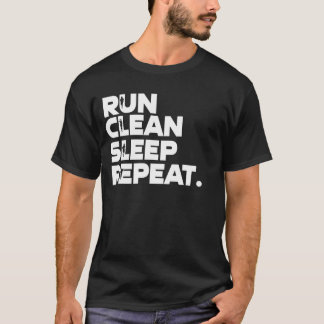 Camiseta Run Clean Sleep Repeat Funny Plogging