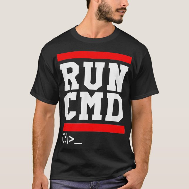 Camiseta RUN CMD Console Command Prompt Sysadmin (Frente)