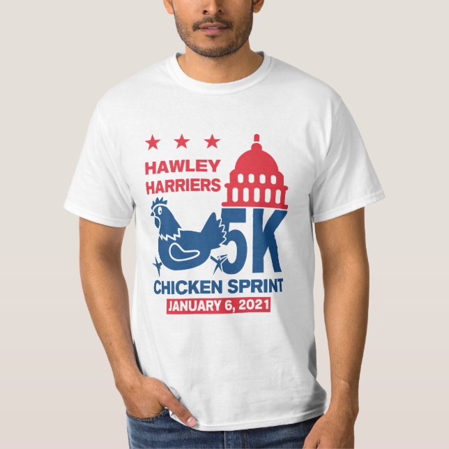 Camiseta Run Hawley Run Capitol Chicken Sprint January 6 5K (Frente)