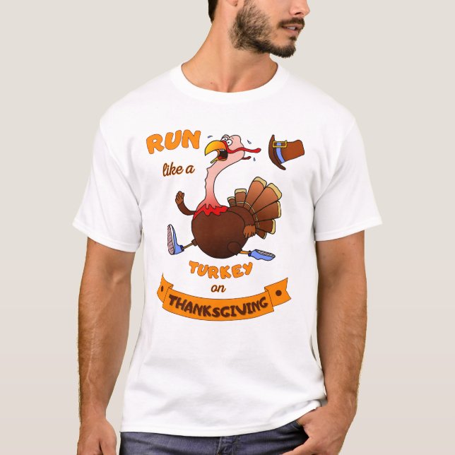 Camiseta Run Like A Turkey On Thanksgiving Lustiger Trab (Frente)