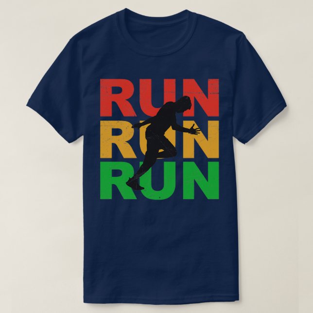 Camiseta Run Run Run Marathon Jogger Runner Idea (Frente do Design)
