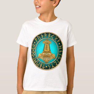 Camiseta Runes - martelo dos Thors - cerceta