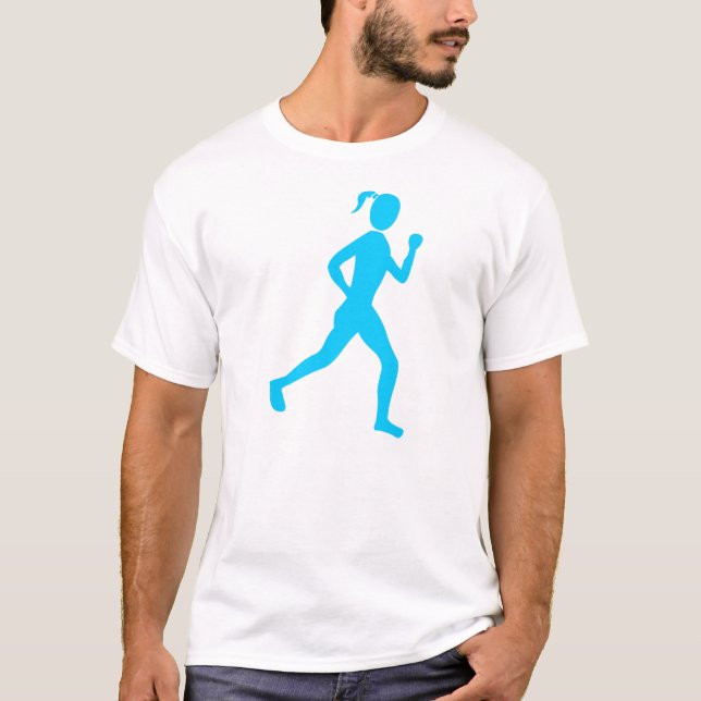 Camiseta Runner (Mulher) - Azul-Céu (Frente)
