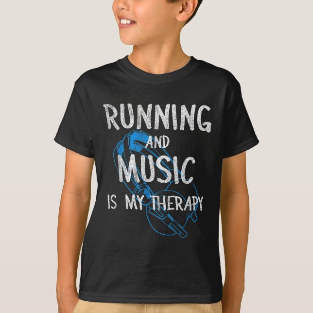 Camiseta Running And Music Is My Therapy Headphones Design  (Frente)