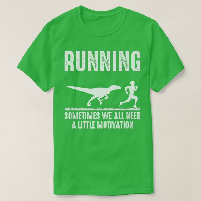 Camiseta Running Funny Motivation Dinosaur Run Chasing Nerd (Frente do Design)