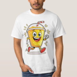 Camiseta **Running Juice Cup Cartoon – Fun Street Drink Cha