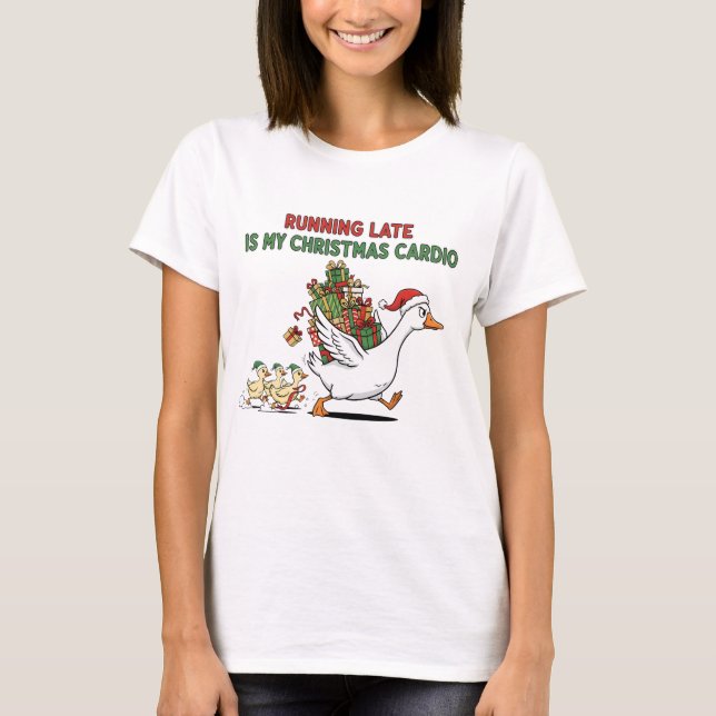 Camiseta Running Late Is My Christmas Cardio – Funny Goose (Frente)