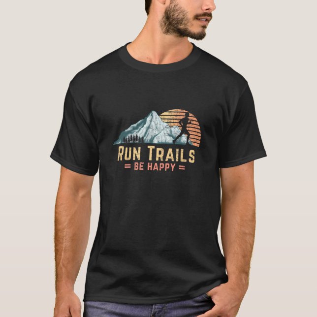 Camiseta Runrails Be Happy Mountain Runner Retrorail Runnin (Frente)