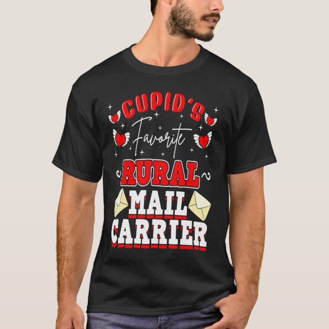 Camiseta Rural Mail Carrier Cupid Valentine's Day Postal Wo (Frente)