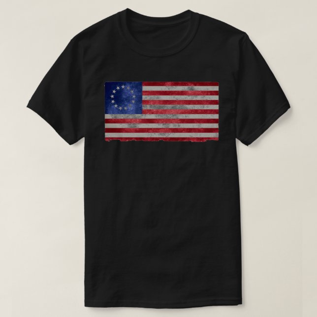 Camiseta Rush Betsy Ross deus abençoe américa 1776 (Frente do Design)
