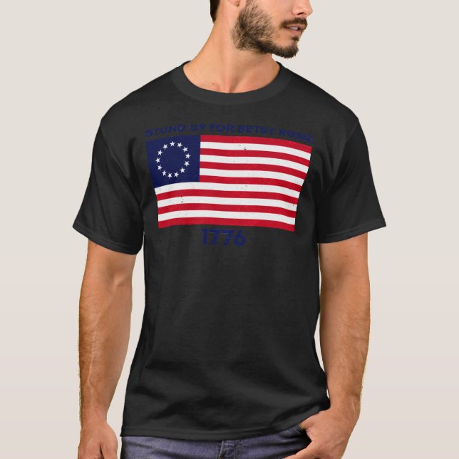 Camiseta rush limbaugh stund up for betsy Ross Flag 4th of  (Frente)