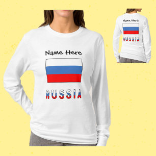 Camiseta Rússia Bandeira Russa Preta Personalização