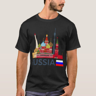 Camiseta Rússia, linha do horizonte de Moscou. Kremlin Stic