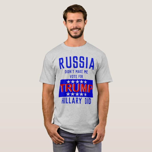 Camiseta Rússia não me fez votar para o trunfo Hillary fez (Frente Completa)