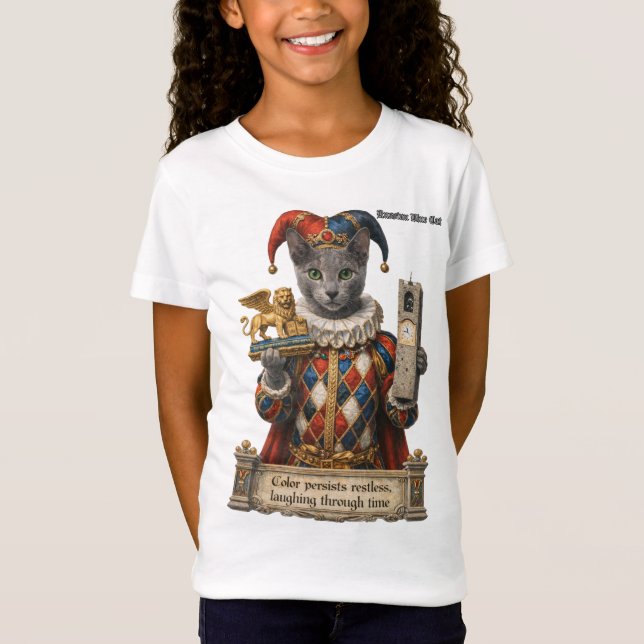 Camiseta Russian Blue Arlequin Cat (Frente)