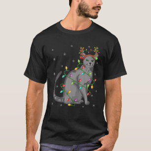 Camiseta Russian Blue Cat Lighting Reindeer Russian Blue Ch