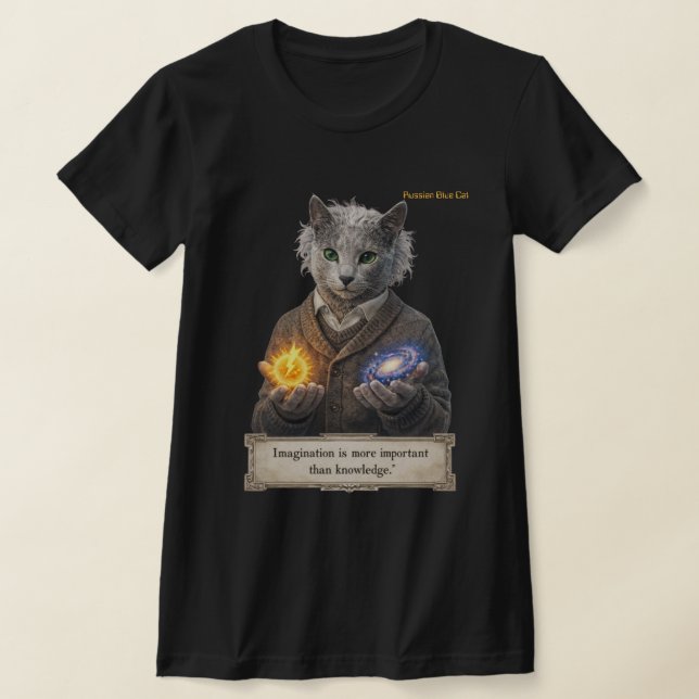 Camiseta Russian Blue Einstein Cat - Imagination (Postura )