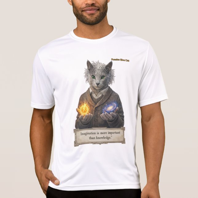 Camiseta Russian Blue Einstein Cat - Imagination (Frente)