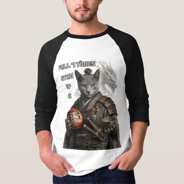 Camiseta Russian Blue Samurai Cat (Frente)