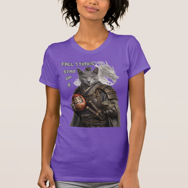 Camiseta Russian Blue Samurai Cat (Frente)