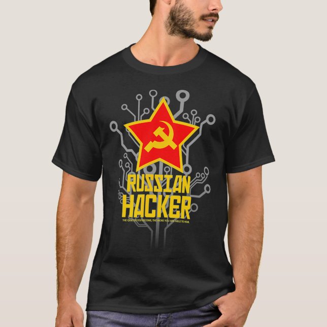 Camiseta Russian Hacker with Hammer  Sickle Emblem design (Frente)