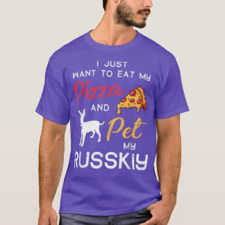 Camiseta Russkiy Dog Pizza Proprietário de Natal Aniversári