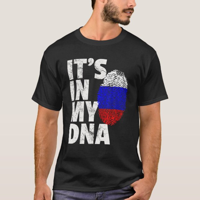 Camiseta Russo Sinalizador Rússia Está no meu DNA Natal Pre (Frente)